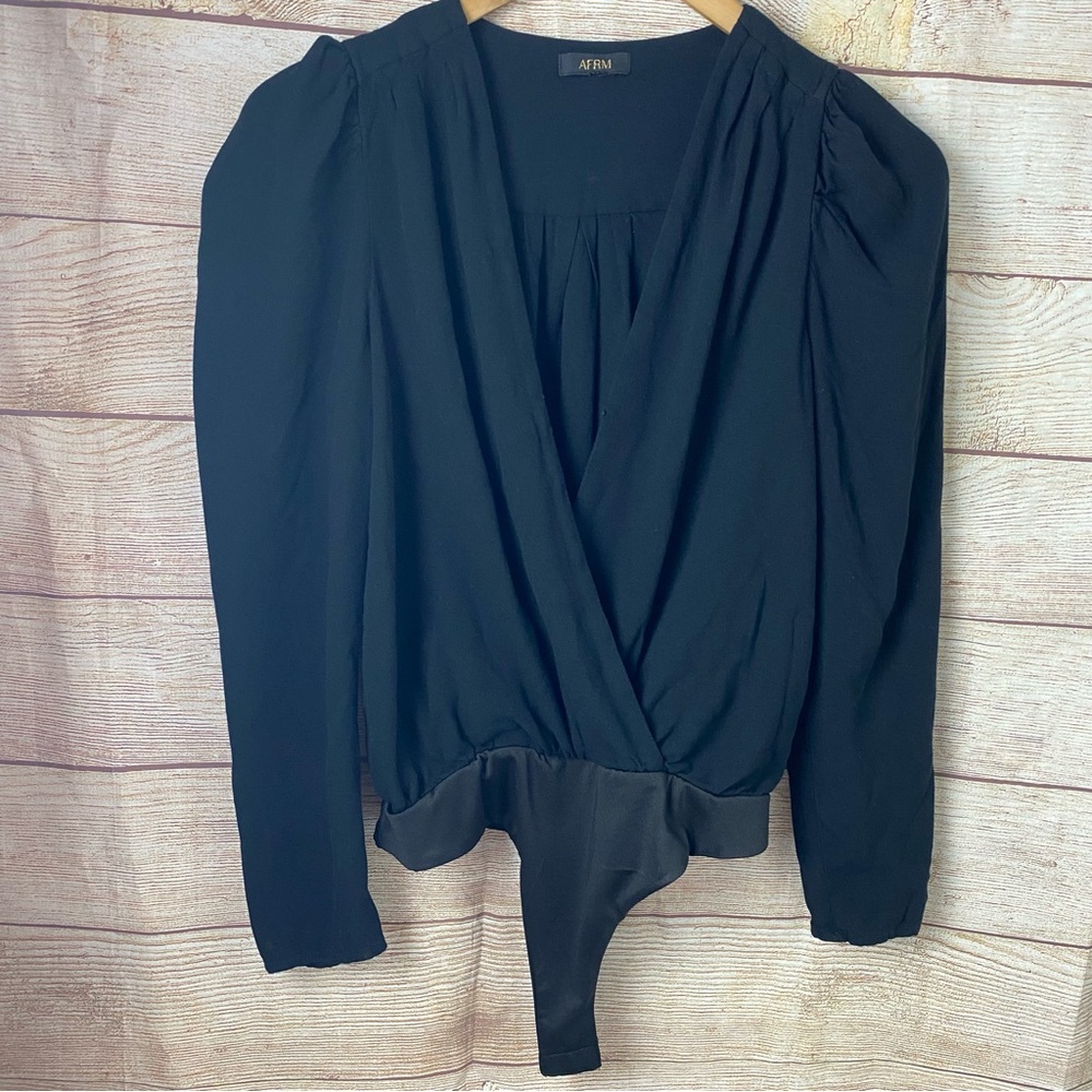 AFRM | Classy Black Deep V Bodysuit